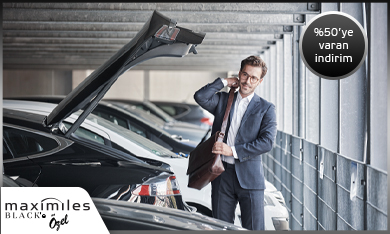 Maximiles Black'le yapacağınız otopark ödemelerinizde %50 indirim görseli ve %50 indirim ibaresi.
