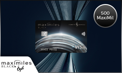 Maximiles black kart görseli ile birlikte Maximiles black'e özel yazısı ve 500 MaxiMil ibaresi. 