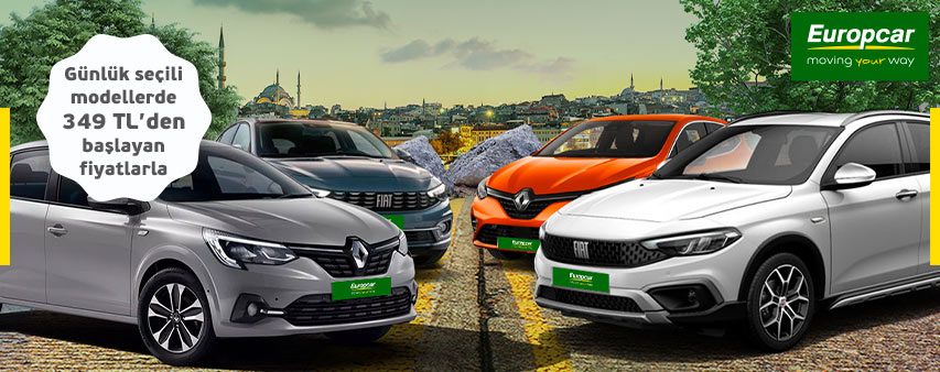 Maximiles'ınıza özel, Europcar'da günlük seçili modeller 349 TL’den başlayan fiyatlarla! 