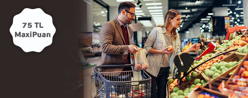 1000 TL Market Harcamanıza 75 TL MaxiPuan!