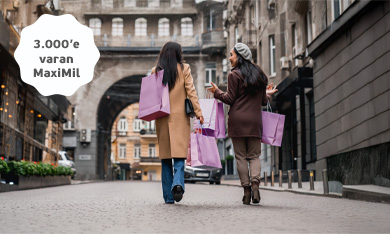 Yurt Dışı Harcamalarınız ve Yurt İçi Duty Free Alışverişlerinizde 3.000 TL’ye Varan MaxiMil!
