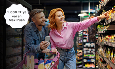 10.000 TL ve Üzeri Market Alışverişinize 1.000 TL'ye Varan MaxiPuan!