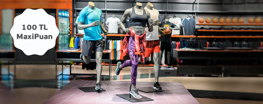 Spor kampanyası görseli ve 100 TL MaxiPuan görseli.