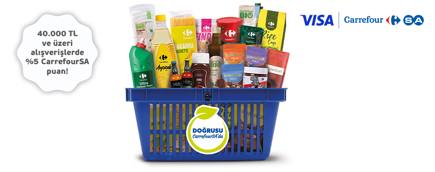 CarrefourSA Marketlerde 40.000 TL ve Üzeri Alışverişlerde %5 CarrefourSA Puan Kazanma Fırsatı!