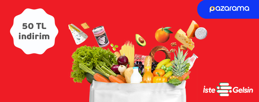 Pazarama Market – İstegelsin'den yapacağınız 500 TL ve üzeri ilk alışverişe 50 TL İndirim!