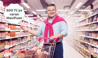 Market Harcamalarınıza 600 TL'ye varan MaxiPuan kampanya görseli.
