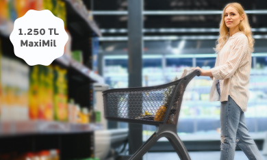 Maximiles'ınızdan Tek Seferde 25.000 TL ve üzeri Market Alışverişinize 1.250 MaxiMil!