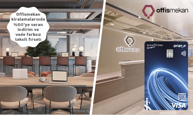 Maximiles Business Startup Kart ile Offismekan'dan Yapacağınız Kiralamalarda %50'ye Varan İndirim