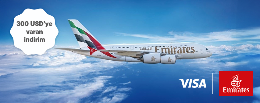 İş Bankası Visa logolu bireysel kredi kartları ile Emirates'ten 300 USD 'ye varan indirim fırsatı!