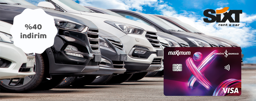 Sixt rent a car görseli ve %40 indirim ibaresi.
