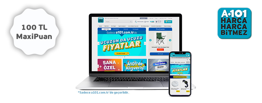 a101.com.tr'de 100 TL MaxiPuan!