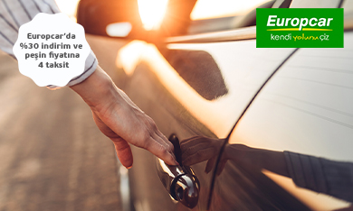 Europcar'da %30 indirim ve peşin fiyatına 4 taksit ibaresi